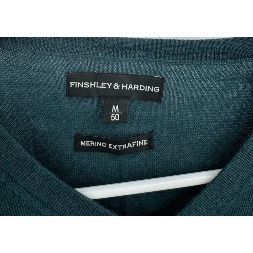 Finshley & Harding Men’s M V-Neck Sweater Wool‎ Green - Picture 2 of 5
